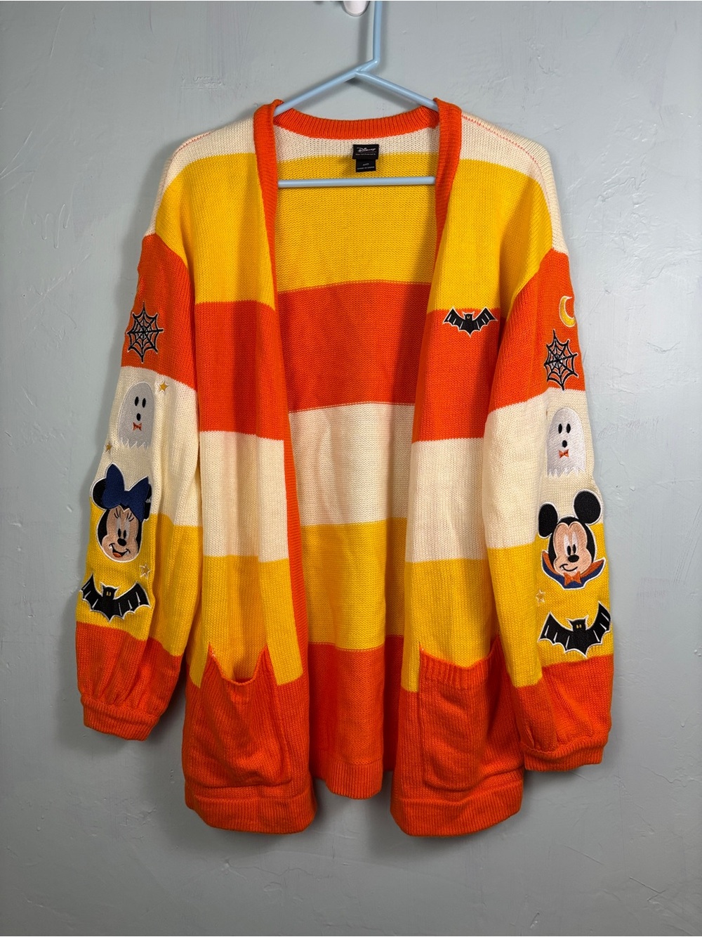 Disney Halloween Candy Corn Striped Cardigan Sweater - Orange/Yellow/Cream